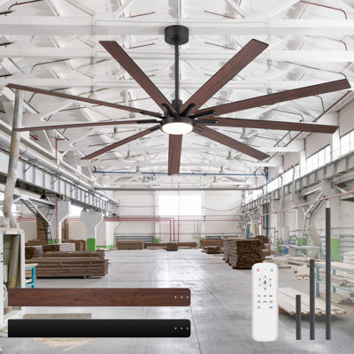 84" Ceiling Fan With 3 Colors LED Light And Remote Control, 9 Blades Ceiling Fan With 6 Speeds Reversible Quiet Motor