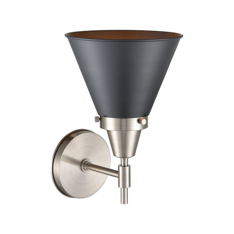Gayle Chrome Armed Sconce, Matte Black, Satin Nickel, LED