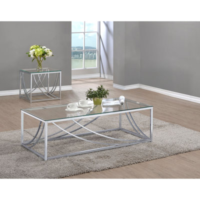 Ensemble de table basse et de table de bout 2 pièces en chrome