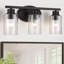 Modern Matte Black Bathroom Vanity Light Fixture With Clear Glass Shades, Rustproof Wall Mounted Lighting For Bathroom, Hallway, Kitchen, And More