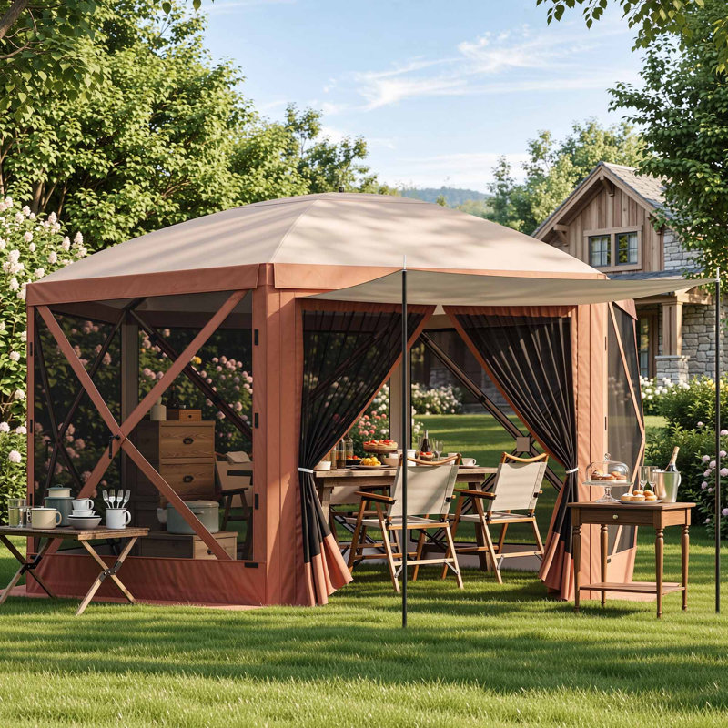 Pavillon de jardin 12 po x 12 pi, Beige / Brun, 12 Ft. W x 12 Ft. D