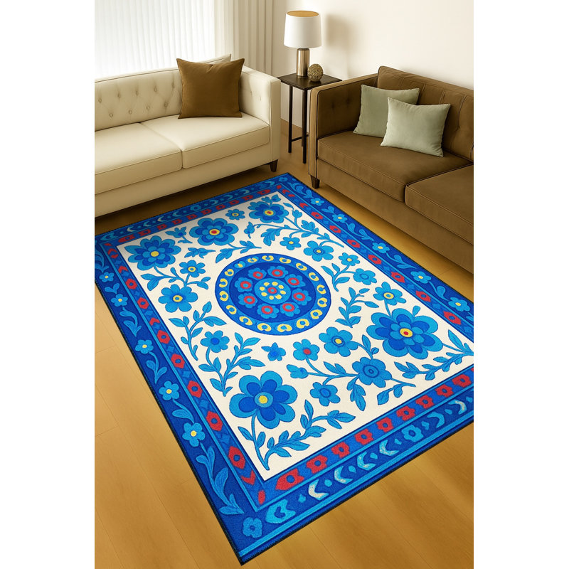 Tapis vert tissé à motif lavable Mosso, 2'4" x 3'11"