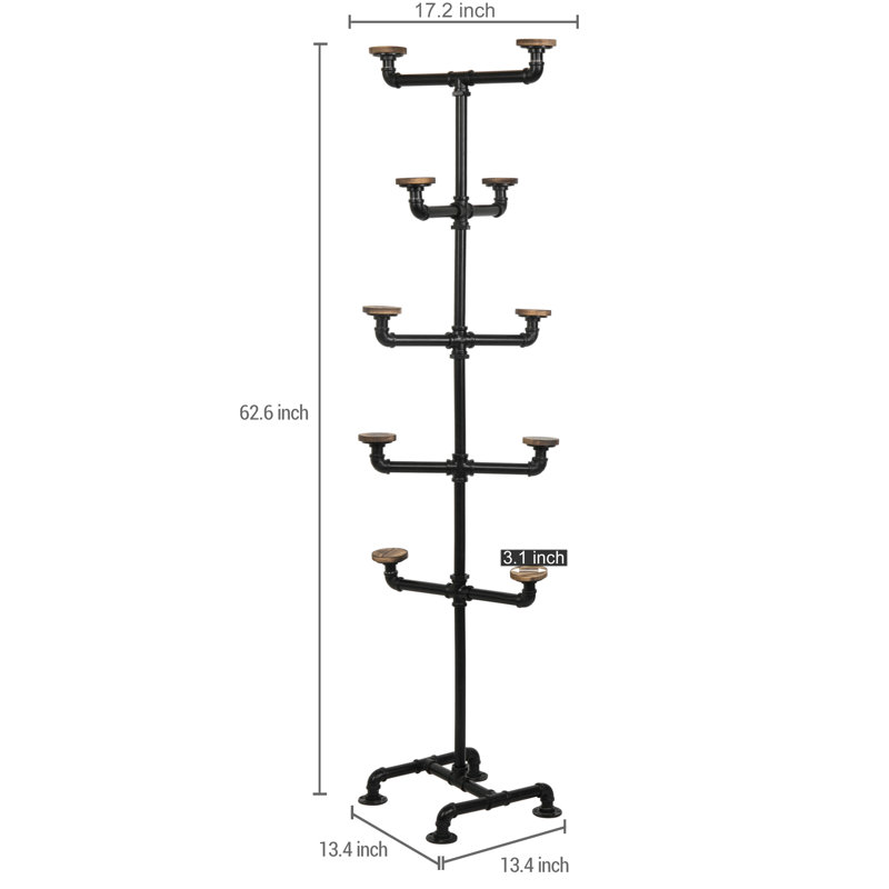 Areece Freestanding 10 - Hook Coat Rack, Black