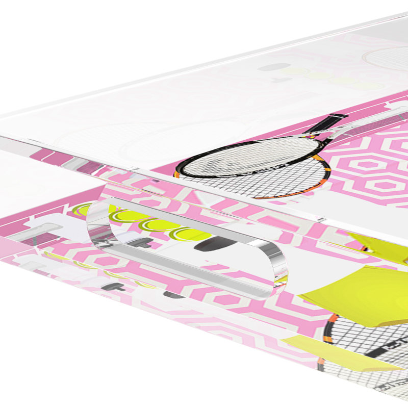 Plateau décoratif tennis Tennis, 2" H x 17" W x 10.5" D, Pink/White
