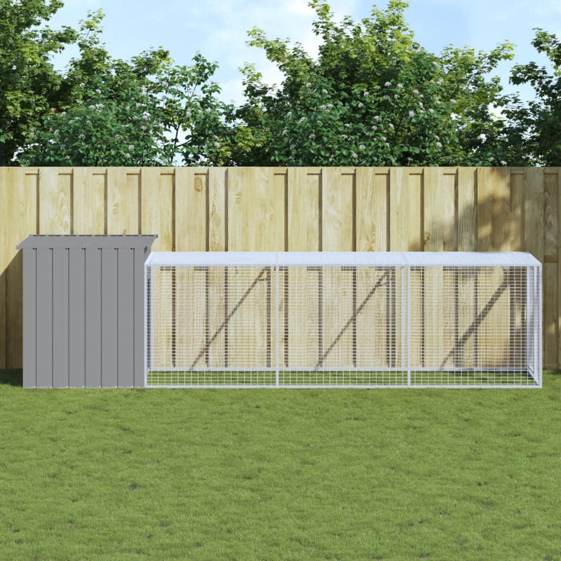 Poulailler avec grillage Ebelina, Gris anthracite, H 43,3 po x l 43,3 po x P 320,1 po