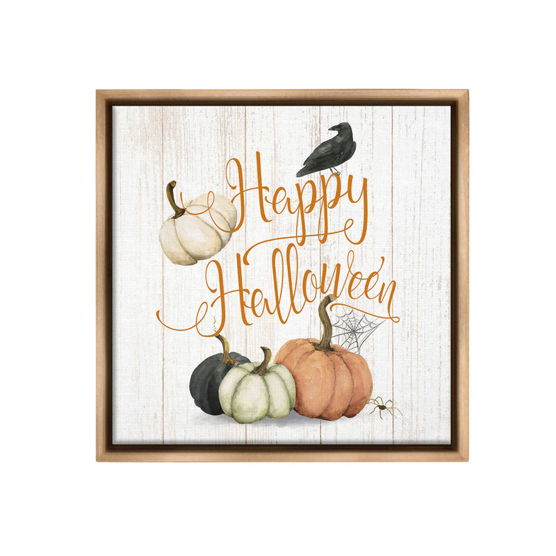 «Rustic Happy Halloween» par Deane Beesley sur, H 18 po x l 18 po, Cadre flottant orme Montalcino