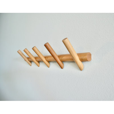 Airlee Solid Wood Wall 5 - Hook Wall Mounted Coat Rack