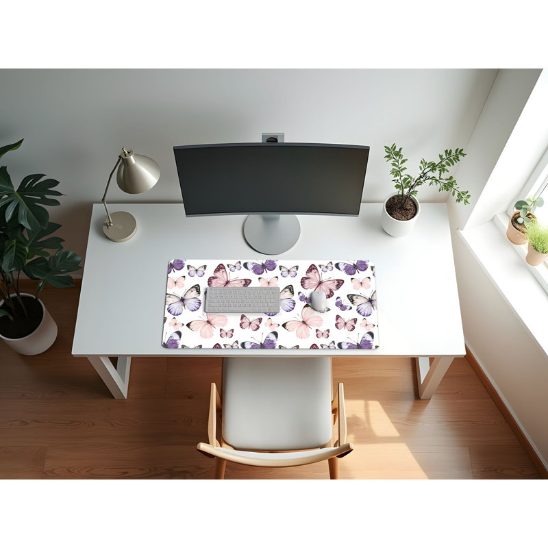 Grand tapis de bureau mauve et rose avec motif de papillons par Sweet Jojo Designs