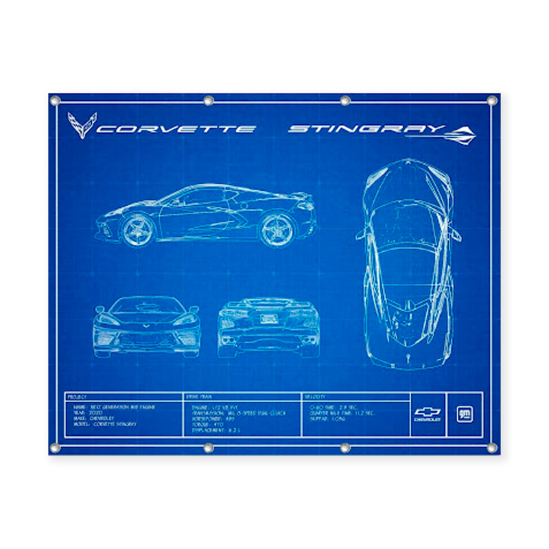 C8 Blueprint sur impression métallique