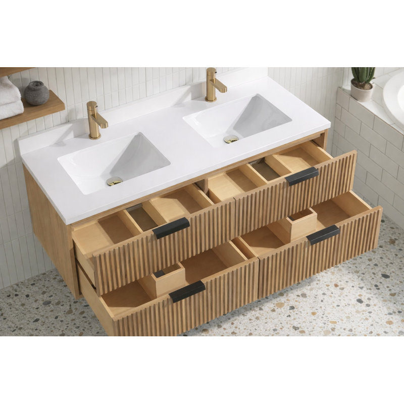 Meuble-lavabo flottant 55 po San Diego, Weathered Fir, Noir mat