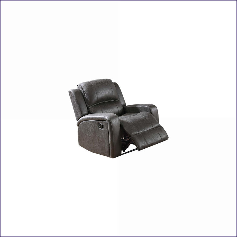 Recliners, Manual Single Recliner with Tufted Back | Charcoal Gray | PU Leather, Gray