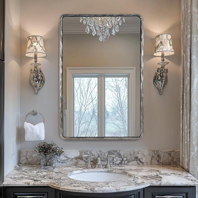 Brunilde Antique Hand-Forged Iron Rectangle Wall Mirror | Rustic Bathroom Vanity Mirror