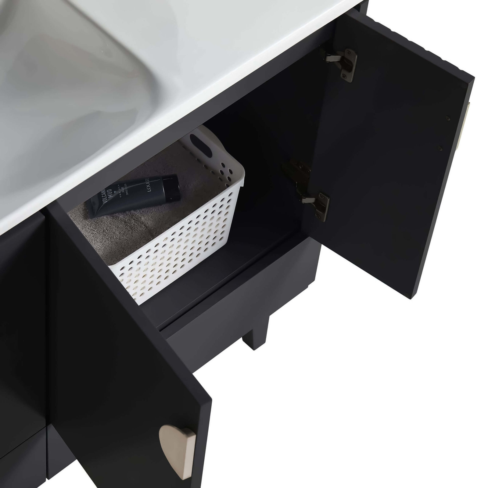 Saimah 48'' Single Bathroom Vanity, Black, Satin Nickel