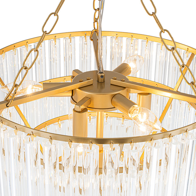 Lustre réglable 7 lumières à 4 niveaux en verre transparent