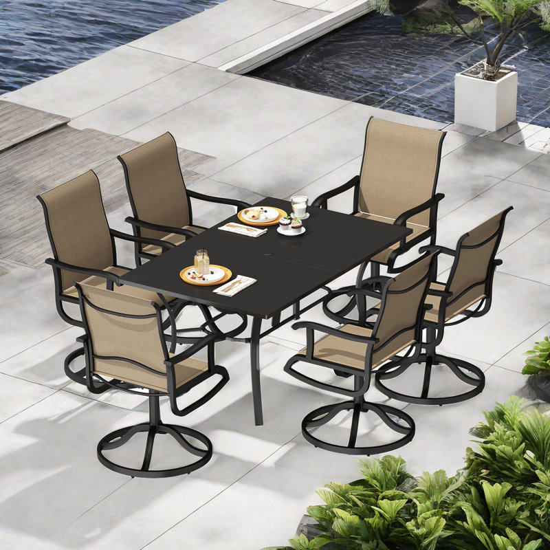 Rectangular 6 - Person 59" Long Dining Set with 28" W Seats