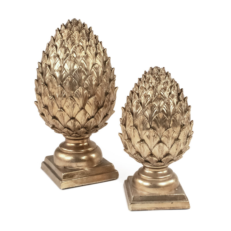 Guilded Artichoke Finial, 15.5" H x 8.5" W x 8.5" 