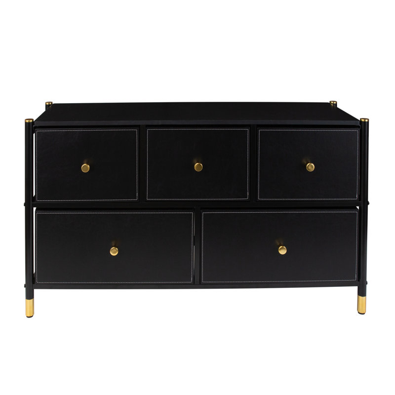 Naaz 39.45'' W 5 - Drawer Dresser, Black