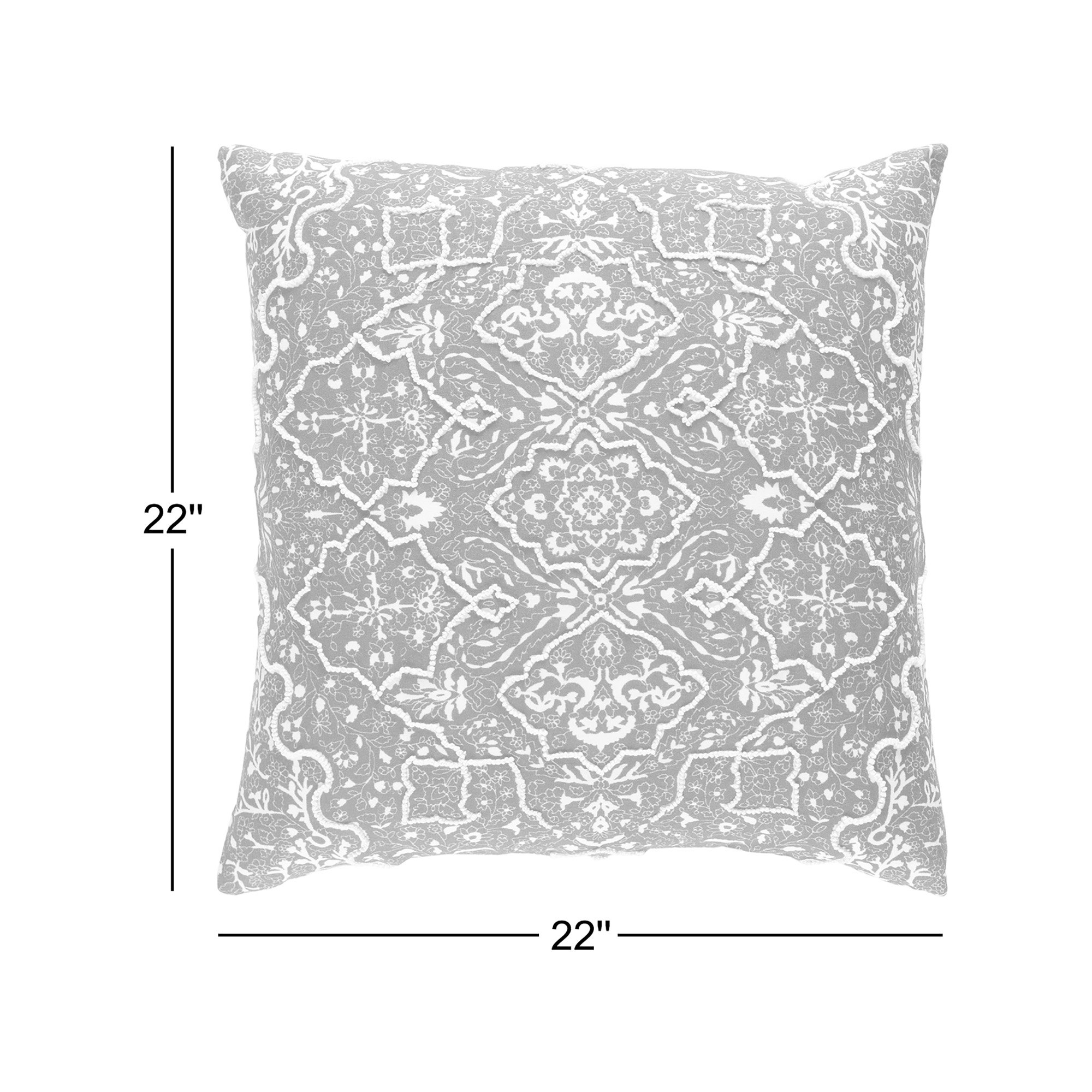 Caitlyn Embroidered Linen Throw Pillow, Red/Neutral, 22" H x 22" W x 0.2" D, No Fill