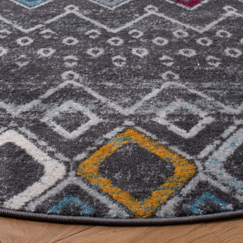 Tapis performance à motif sud-ouest Aird, Carré 8 pi, Dark Grey/Ivory