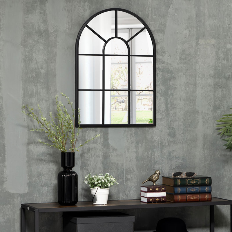 Metal Arch Mirror, 70cm x 50cm, Black