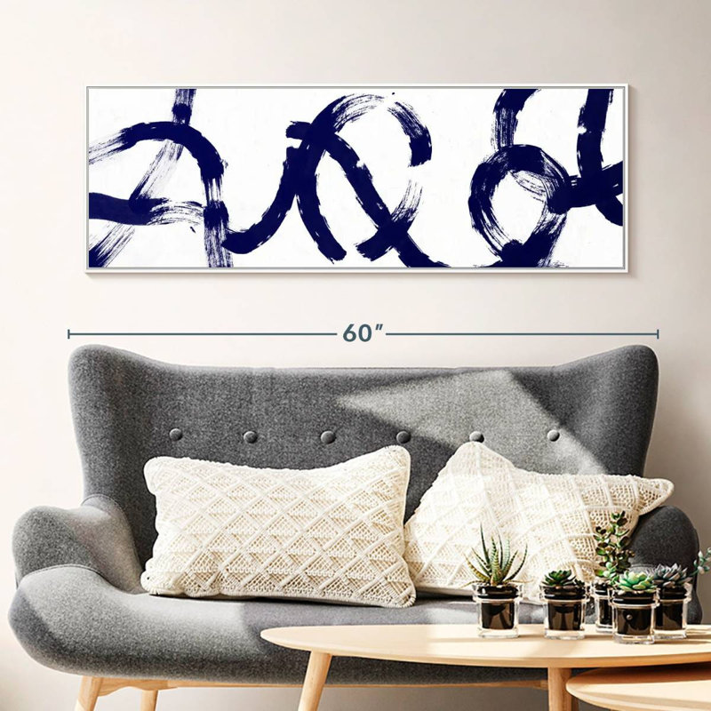Coups d'un bleu profond, Cadre flottant blanc, 49" X 17"