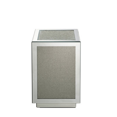 Mirrored Accent Table With Faux Diamonds Detailing - 20" Height, 12" Width & Depth, Silver, Stable Metal Composite Silver Stylish Elegant 12"x12"x20", Synthetic Wood