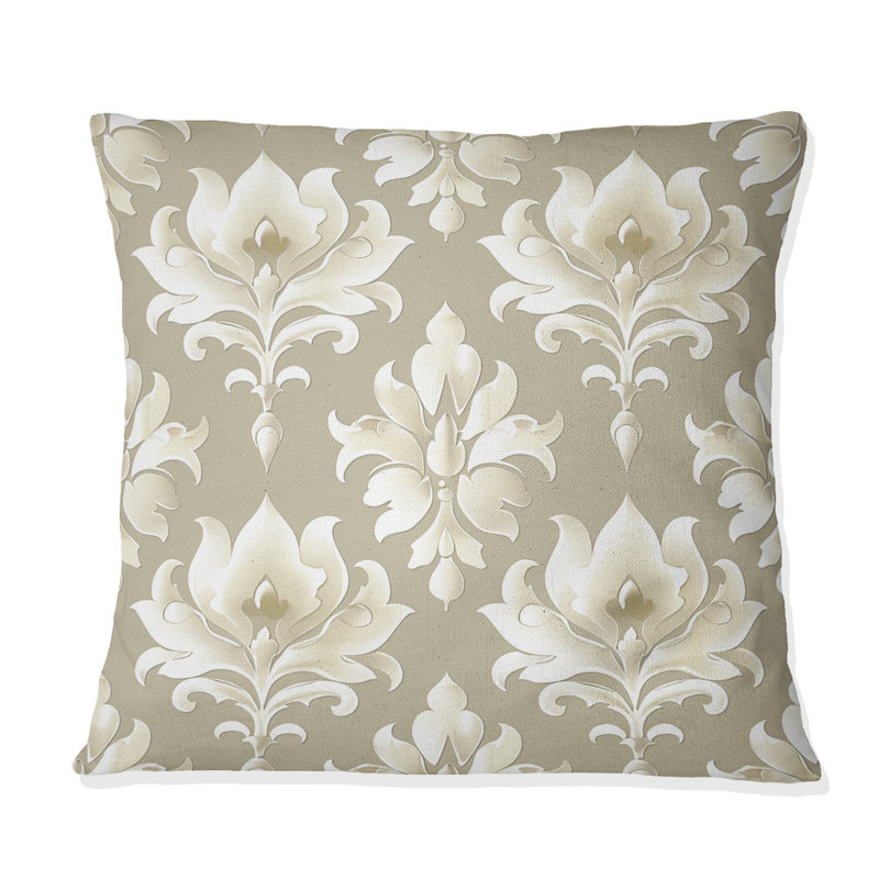 Coussin Beige blanc à imprimé quadrilobe I - Traditional, H 16 po x l 16 po