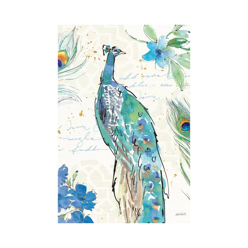 Peacock Garden II 1 Piece Wrapped Canvas Painting, 30.48 cm H x 45.72 cm W