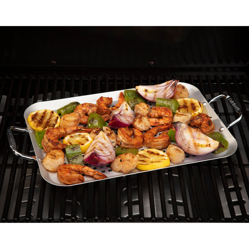 14.5" x 10" Non-Stick Perforated Grill Topper with Handles