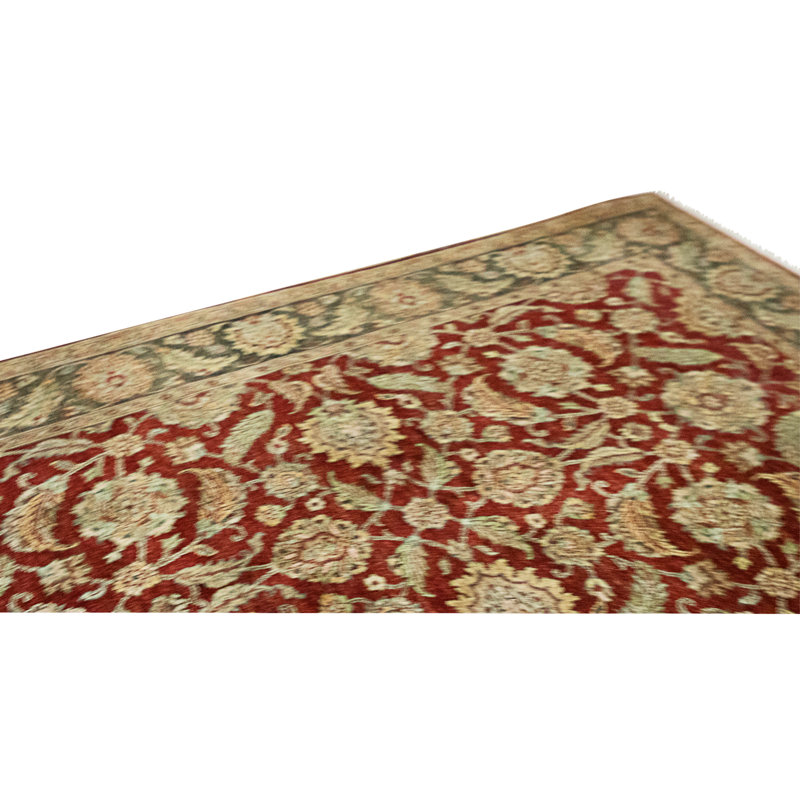 Tapis rouge et noir noué à la main de haute qualité
