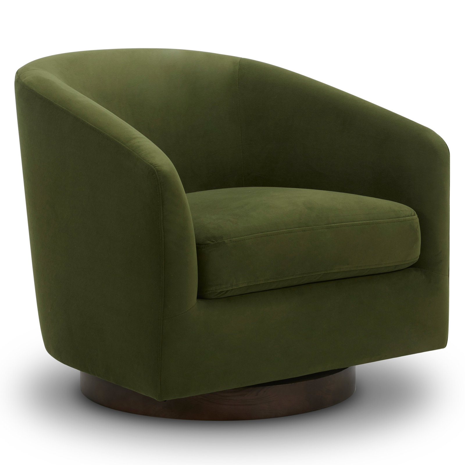 Bennett Upholstered Swivel Barrel Chair With Ottoman, Forest