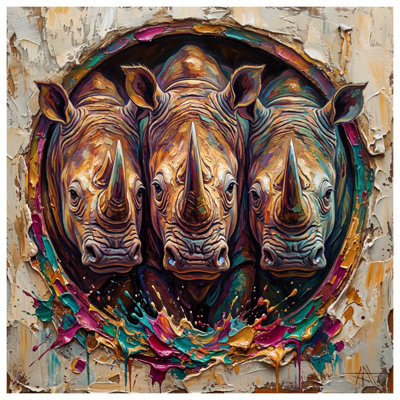 Three Rhinoceroses Painting Comforter