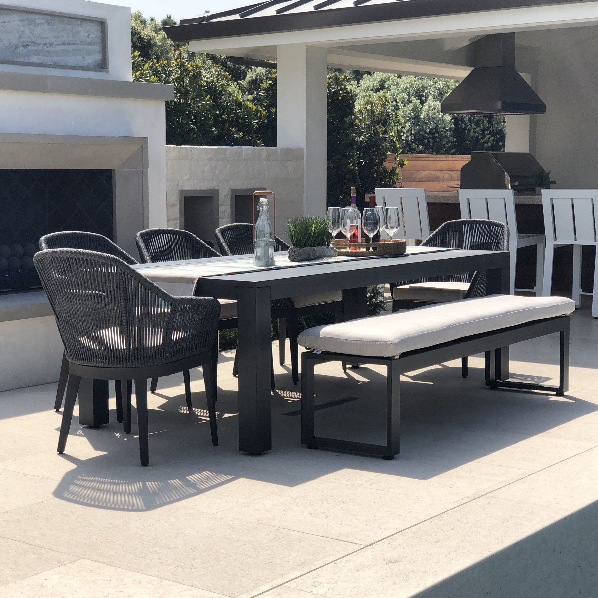 Zelie Patio Dining Armchair with Cushions, Echo Ash Sunbrella®