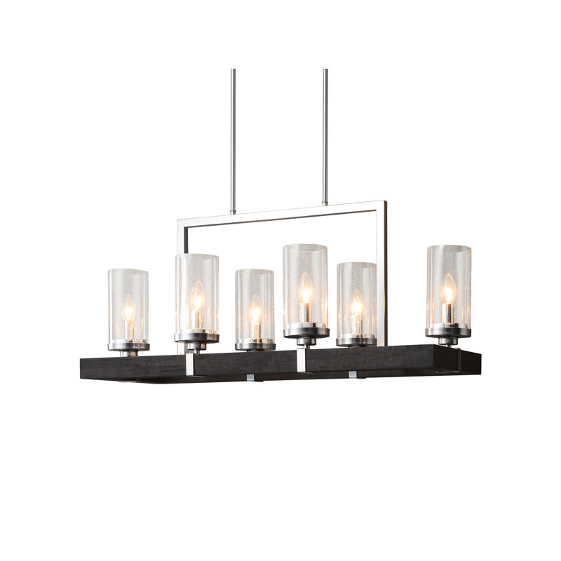 Messer 6 - Light Statement Rectangle Chandelier, Chrome/Black
