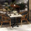 Table carrée en marbre fritté d'aspect marbre - Base en fonte robuste pour bistro, café, bar et maison-130372674