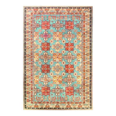Tapis turquoise lavable Mehakh