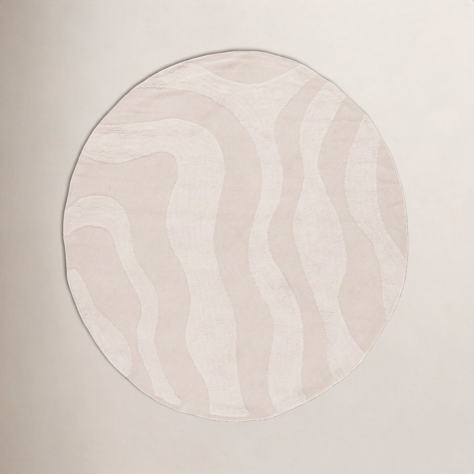 Mozie Ivory Washable Hand-Woven Cotton Rug, Round 6'
