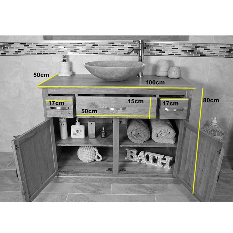 Francesca 1000mm Single Bathroom Vanity with Vessel Ceramic Basin