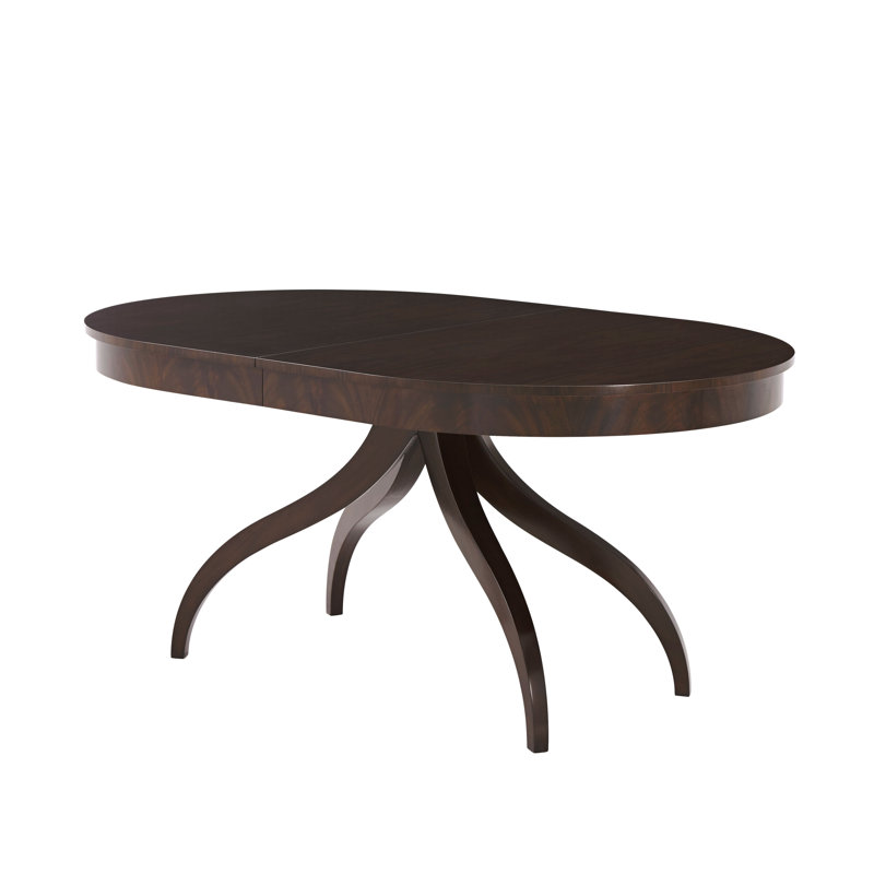 Mahogany Oval Extendable Dining Table with Curved Legs