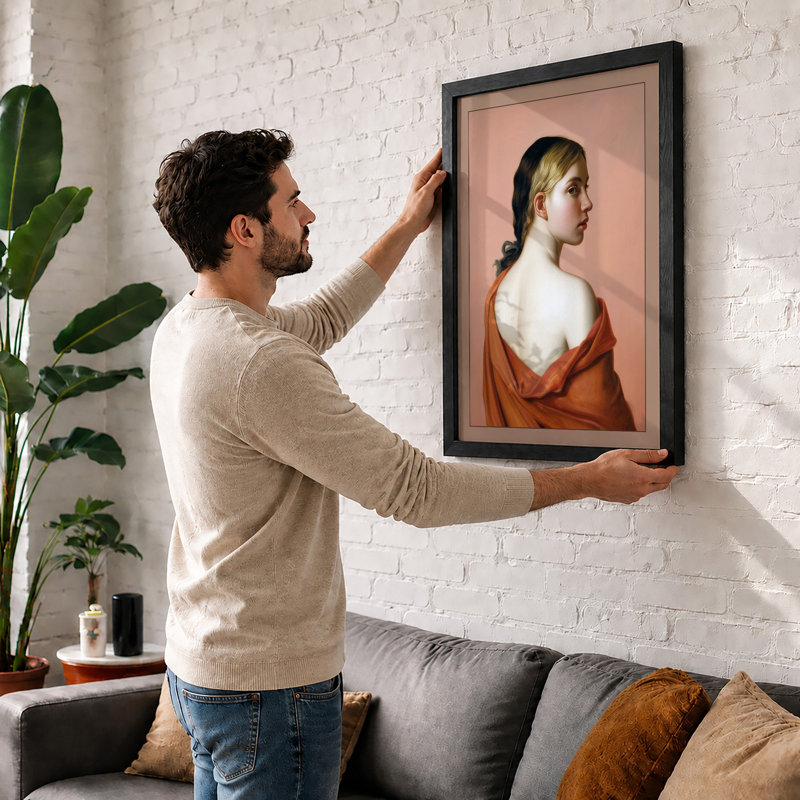 Woman in Profile Classical - Framed Print, A2 - 59.4 x 42.0 cm, Black