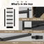 Surface en PVC noir | Bois massif | Porte de grange coulissante en verre givré | Avec trousse de quincaillerie d'installation-117293198-122081923