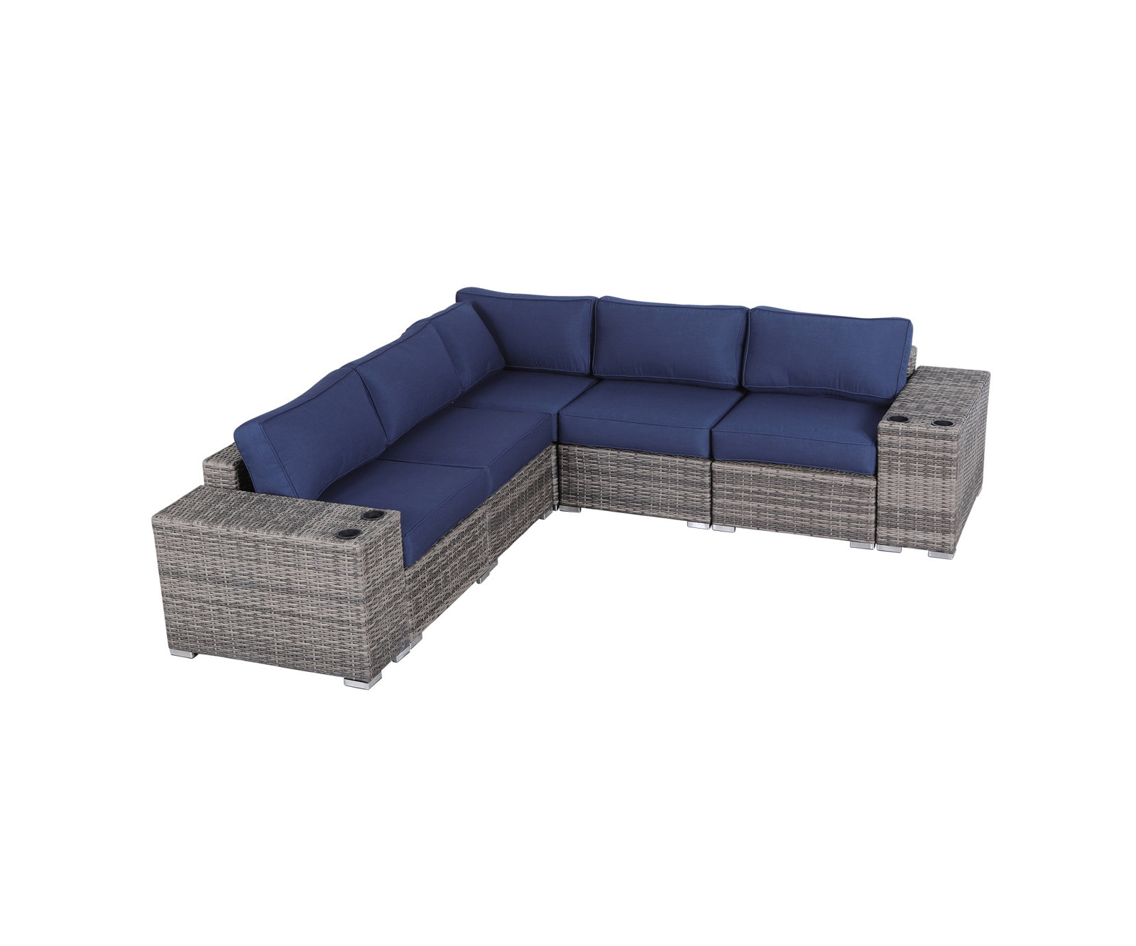4-Person Sunbrella® Patio Seating Group, Sunbrella Navy blue, Mixed Gray