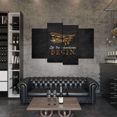 Goldenaviation - impression sur toile tendue 4 pièces