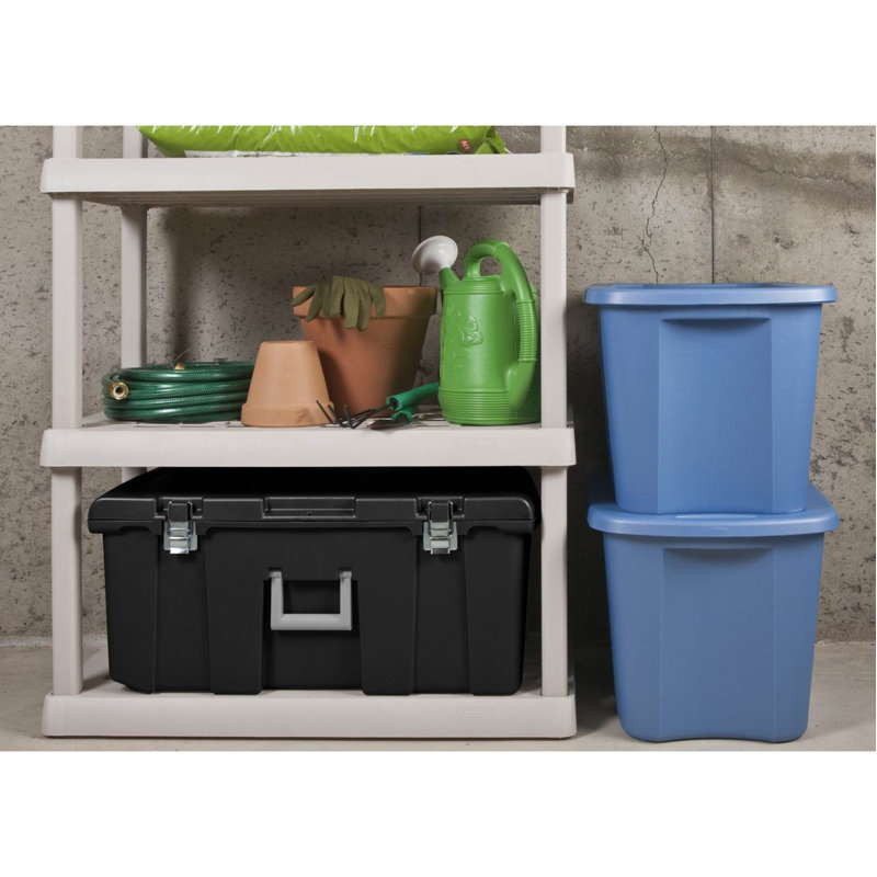 Sterilite Black 64 Quart Stackable Plastic Footlocker with Wheels