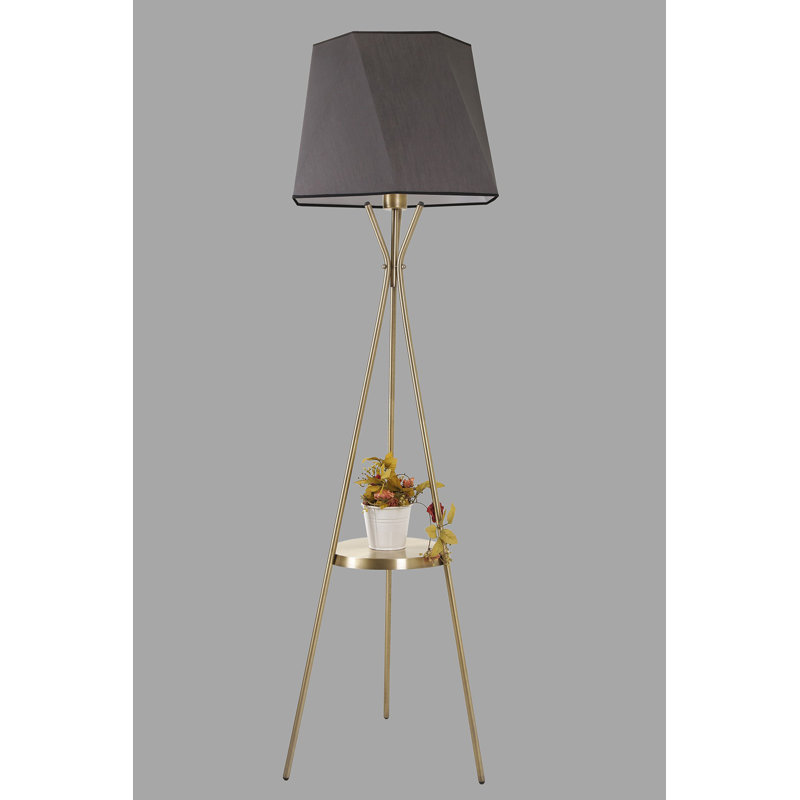 Breigha 165cm Tray Table Floor Lamp, Grey