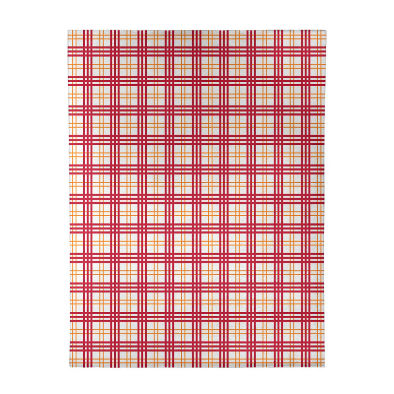 Tapis rouge / blanc à carreaux, Rectangle 8 pi x 10 pi