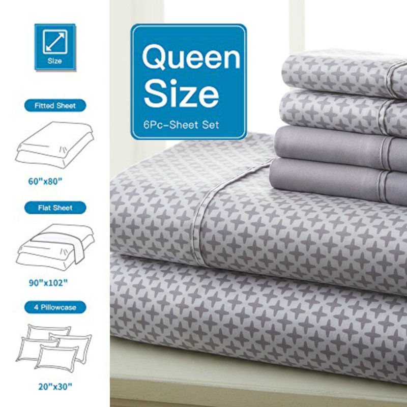 Microfiber Geometric Sheet Set, Queen