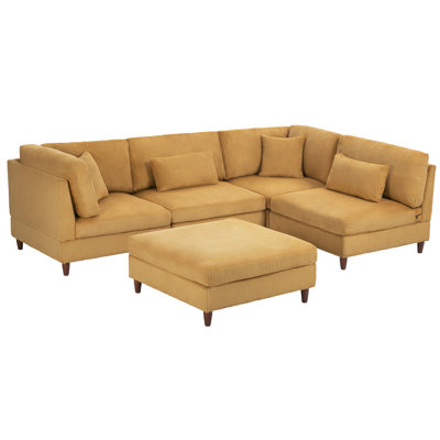 Michelyn 120.5"W 5 - Piece Corduroy Modular Sectional Sofa with Ottoman