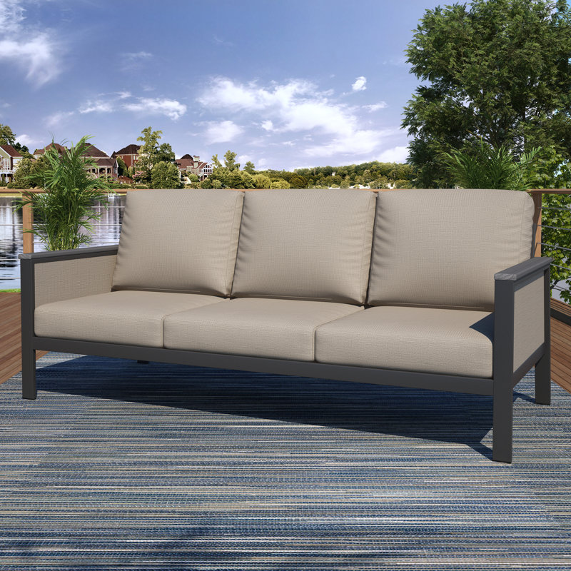 Townsend 80'' Wide Outdoor Patio Sofa with Sunbrella® Cushions, Cast Silver Sunbrella®, No, None