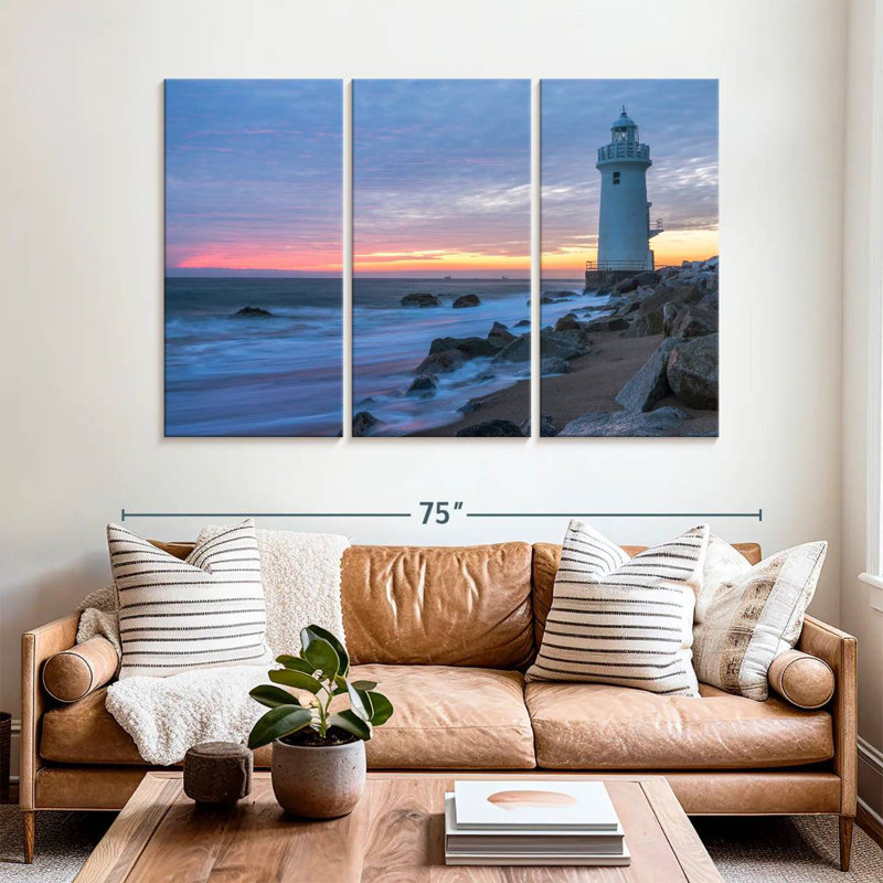 Aletra Lighthouse Sunset Landscape, 42" H x 65" W